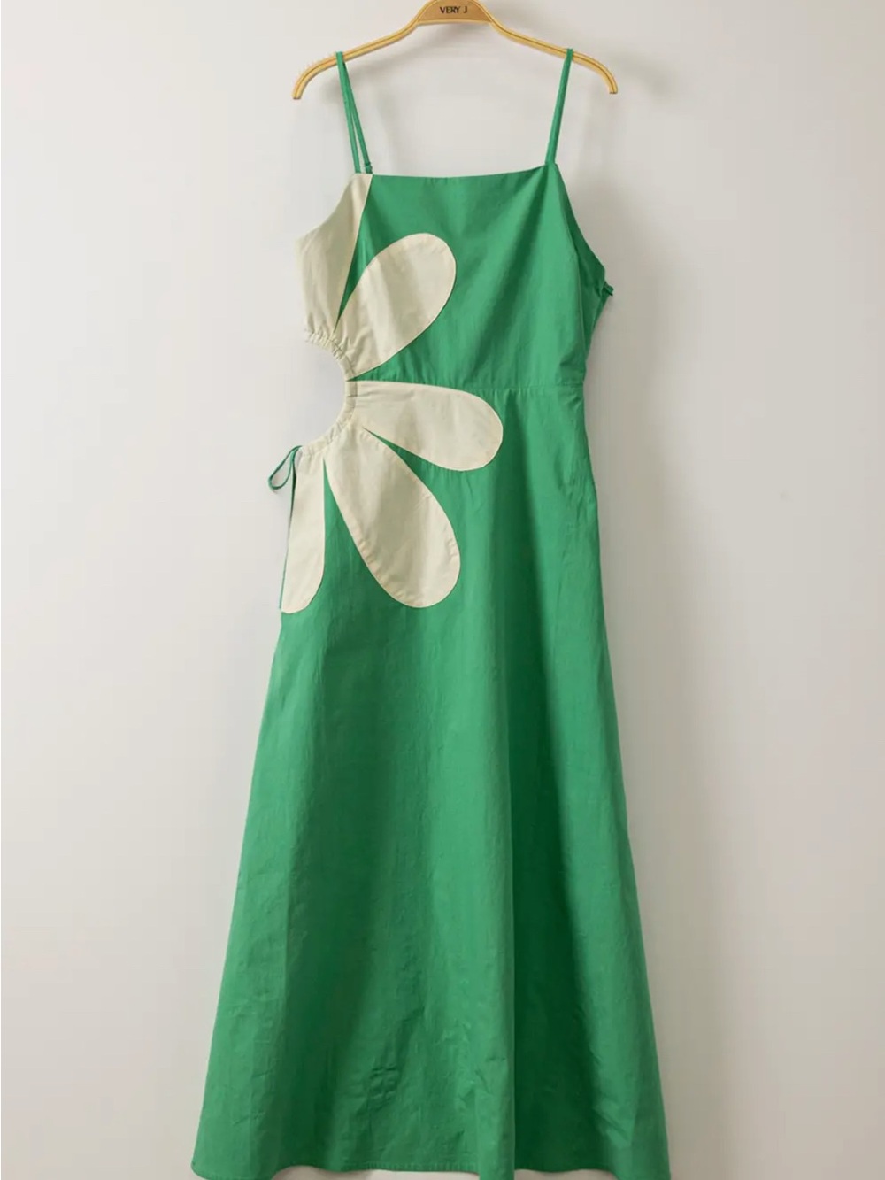 Green Daisy Cutout Maxi Dress - Comfort Floral Slip Dress